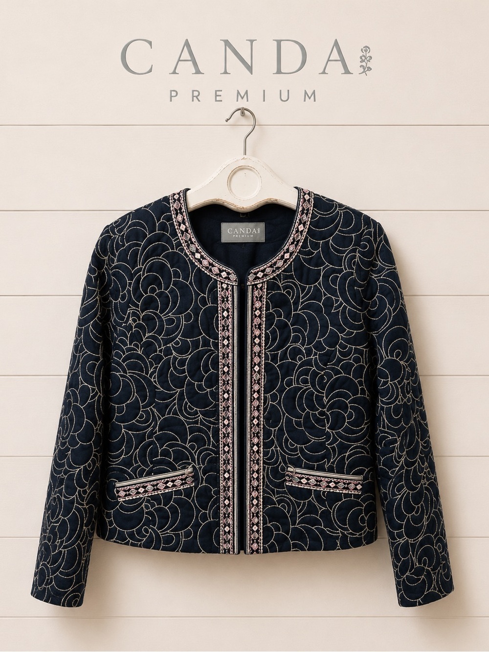 CANDA Premium Quilted Jacket with Silver-Tone Hardware – EUR 42